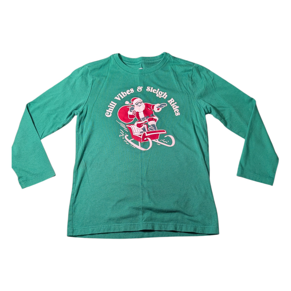 Holiday Time Long Sleeve Christmas Shirt "Chill Vibes & Sleigh Rides" Size S 6-7